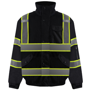 เสื้อแจ็คเก็ตนิรภัยสะท้อนแสงแบบมองเห็นได้ชัดเจน สำหรับงานก่อสร้าง 男女兼用 ผ้าโพลีเอสเตอร์ ไซส์ใหญ่ พร้อมฮู้ด - Product Image 1