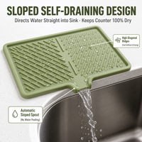 Tapis de séchage de vaisselle en silicone extra large, résistant à la chaleur, antidérapant, sans BPA, pliable, pour comptoir de cuisine