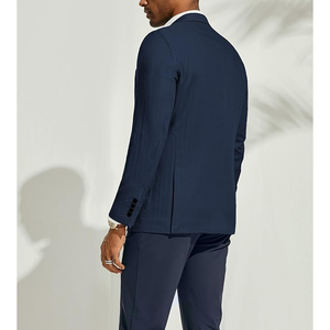 Blazer pour homme Manteau de sport en tricot décontracté Veste de tailleur coupe ajustée Blazers à revers cranté et à un bouton Veste blazer de bureau - Product Image 4