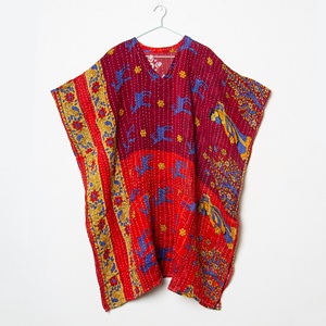 Kaftans Kantha amples en coton naturel, imprimés au bloc, écologiques, respirants, longueur genou, pour la plage, vente en gros, assortiment - Product Image 1