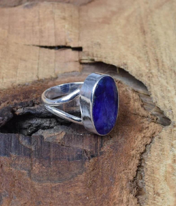 Bague ovale en saphir bleu, argent sterling 925, pierre précieuse naturelle, bijoux faits à la main, pierre de naissance de septembre, fabricant en gros - Product Image 4