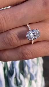 Anillo de compromiso de diamante de corte ovalado cultivado en laboratorio, Plata de Ley 925, certificado GI, anillo de regalo de racimo Vintage lujoso para mujer - Product Image 3