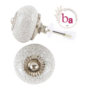 Bouton et poignées en céramique craquelée de couleur blanche moderne [CK 210] pour armoires, tiroirs, armoires, commodes, chambres à coucher et cuisines - Product Image 1