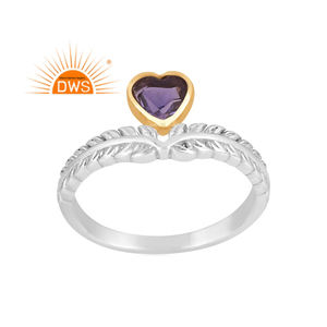 แหวนพลอยไอโอไลต์ธรรมชาติทำจากเงินแท้ดีไซน์รูปหัวใจผลิตตามสั่ง - Product Image 1