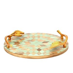 Best Selling <b>Wood</b> Serving Tray Platter with Metal Handle for Home, Restaurant <b>Dining</b> <b>Table</b> - Product Image 4