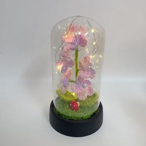 Veilleuse créative faite à la main, ornement floral tissé, plante en pot, fleur éternelle, multi-fleurs, avec couvercle en acrylique mignon - Product Image 2