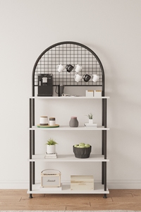 Coffee Rack <b>Kitchen</b> Shelving <b>Unit</b> with Microwave Stand, Coffee Maker Organizer and Grid Back Panel <b>Kitchen</b> Rack with - Product Image 3