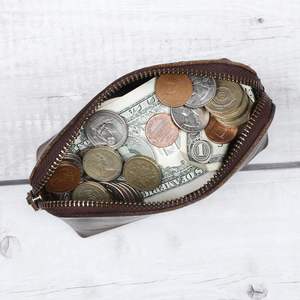 Bolsa de maquillaje, bolsa de cosméticos PU de cuero, bolsa de maquillaje de viaje portátil para mujer con cierre de cremallera en marrón - Product Image 4