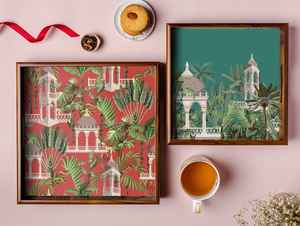 Impressionnant plateau de petit-déjeuner en résine peinte à la main de manière standard servant le plateau en bois d'accessoire d'hôtel avec le modèle prix concurrentiel de modèle - Product Image 3