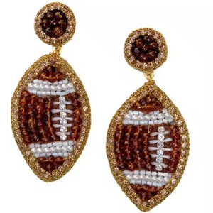 Orange and Maroon Seed Bead <b>Football</b> Game Day Embroidery Stud <b>Earrings</b> for Party New <b>Football</b>-inspired Stud <b>Earrings</b> - Product Image 3