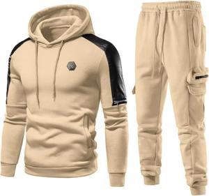 Conjunto Deportivo de Invierno para Hombre, de Algodón Grueso, con Sudadera Corta de Hombros Caídos, Diseño con Estampado Puff y Pedrería - Product Image 1