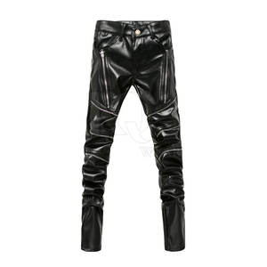 Pantalon en cuir pour homme de haute qualité personnalisé - Léger, décontracté, taille mi-haute, braguette à boutons, design respirant et écologique - Product Image 1