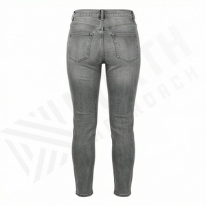 Jeans skinny à taille haute et boutons, style tendance, pour femmes, pantalon respirant, OEM personnalisé, pantalon tendance de qualité supérieure pour femmes - Product Image 2