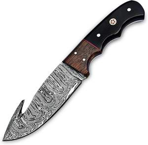 มีดเหล็กดามัสกัสแบบดั้งเดิมคุณภาพพรีเมียมล่าสัตว์กลางแจ้งตั้งแคมป์มีดด้ามแข็งปรับแต่งได้ตัวเลือกใบมีดคงที่ - Product Image 5