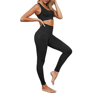 Diseño profesional alto para sujetadores deportivos de impacto conjunto de pantalones de Yoga de cintura alta para mujeres entrenamiento Reversible sostenible de talla grande - Product Image 5