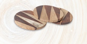 Posavasos Redondos de Madera de Mango Atractivos, Accesorios de Mesa, Posavasos de Madera Antideslizantes, Salvamanteles de Estilo Vintage, Resistentes al Calor - Product Image 3