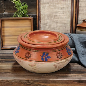 Hecho a mano 100% Natural Eco-Friendly Clay Desi Style Pakistani Handi Classic Gas Stove 3PCS Set Utensilios de cocina Cocina casera Venta caliente - Product Image 5