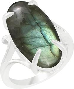 Anillo hecho a mano de Plata de Ley 925 sólida con piedra preciosa labradorita de fuego múltiple natural ¡Sello 925 para bodas y fiestas! - Product Image 5