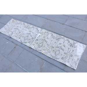พรมตุรกี, พรมวิ่งขนาด 1.6x6 ฟุต, พรมขนสัตว์สีขาวลายนามธรรมสไตล์วินเทจ - Product Image 2