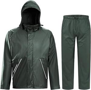 <b>Windbreaker</b> for Fishing Waterproof Hooded Casual Solid Rain Gear for Men <b>Women</b> Heavy Duty with Pants - Product Image 1