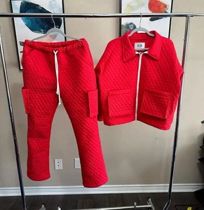 Custom Heat-Transfer Printed Men's <b>Vintage</b> Solid Puffer <b>Pants</b> and Jacket 2-Piece Set - Product Image 5
