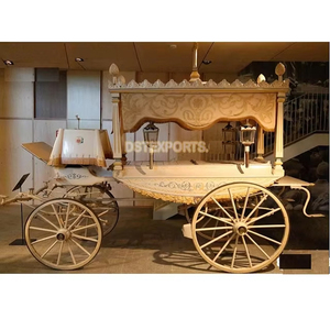Carro funerario tradicional tirado por caballos, el último carro funerario tirado por caballos blancos, carruajes funerarios blancos antiguos - Product Image 3