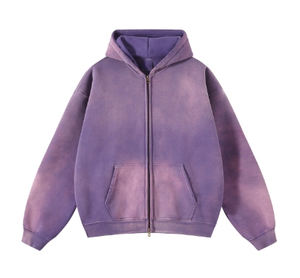 <b>Vintage</b> 100% Cotton <b>Oversized</b> Hoodie for Men/Women Distressed Washed Casual Autumn/Winter Plain Color Hooded Heavyweight ODM - Product Image 5