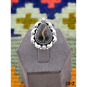Bague ajustable en argent sterling plaqué or rose et turquoise noire, faite à la main au sud-ouest, avec sertissage invisible – Cadeau - Product Image 6