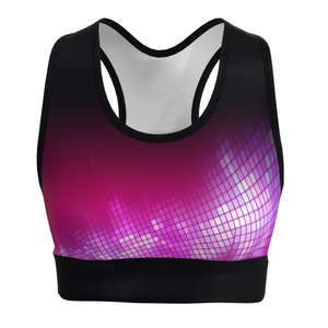 Soutien-gorge de sport en nylon Spandex à haute élasticité pour femmes haut court à séchage rapide soutien-gorge de Yoga grande taille coussinets amovibles pour Pilates course avant - Product Image 6