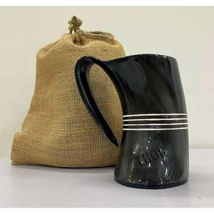 Tasse à corne médiévale en corne de boeuf Tasse à corne naturelle artisanale avec poignée à vendre Authentique - Product Image 3