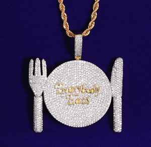 Meilleur pendentif personnalisé Micro Pave Bling Hip Hop Leb Grown Diamond Jewelry Fork Knife Plate 925 Silver Fine Pendentifs Charms - Product Image 1