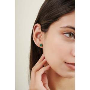 Natural <b>emerald</b> stud <b>earrings</b> Bezel set <b>emerald</b> <b>earrings</b> Modern minimalist <b>emerald</b> <b>earrings</b> 14 k <b>gold</b> - Product Image 6