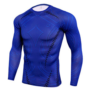 Vente en gros de rashguards pour hommes personnalisés à séchage rapide, impression de logo, manches longues, protection, rashguards en spandex et polyester pour hommes - Product Image 1