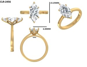 Anillo de Compromiso Solitario de Moissanita con Corte Marquesa de 2.75 Ct de Lurba Jewels, Anillo de Boda Moderno para Mujer con Engaste de Puntas, Oro Sólido de 14K - Product Image 6