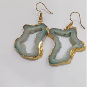 Pendientes Largos de Piedra Natural Hechos a Mano con Baño de Oro, Joyería de Moda para Mujer, Principalmente Latón, 20% de Descuento y Regalo de Año Nuevo - Product Image 2