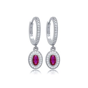 925สเตอร์ลิงเงินทับทิม CZ หินรูปไข่ต่างหูห้อยทำด้วยมือขายส่ง - Product Image 5