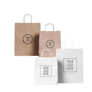 Vente chaude 100% sacs en papier kraft vierge avec poignée torsadée sacs cadeaux recyclables artisanat personnalisables avec votre logo - Product Image 6