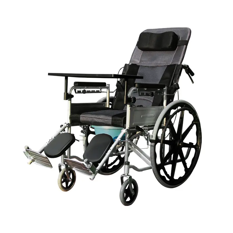 Silla de ruedas plegable para ancianos y discapacitados con mesa de baño, fabricante de terapia de rehabilitación, venta al por mayor
