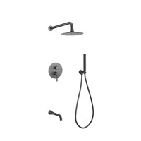 Ensemble de douche encastré en acier inoxydable avec pommeau de pluie et douchette à main pour salle de bain moderne