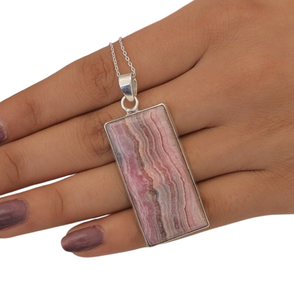 925 estampado hecho a mano piedra preciosa Rodocrosita Spinner colgante tendencia Color Rosa regalo de boda colgantes finos dijes 925 esterlina - Product Image 1