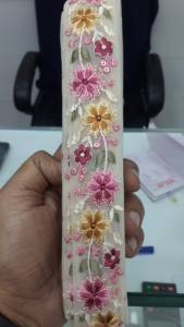 Filet en organza de 1 pouce de largeur sur mesure 100% coton rubans brodés à la machine lacets divers modèles de couleurs pour les robes de mariage - Product Image 3