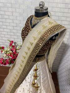 Vêtements de fête de mariage les plus tendances Japon Satin Soie Broderie Séquence Codding Travail Lehenga Choli Avec Dupatta - Product Image 3