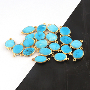 Holesale-conector doble de Latón chapado en oro para collar, conjunto de bisel azul cielo howlita turquesa DIY - Product Image 4