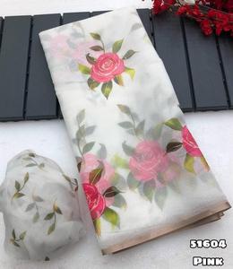 ผ้าไหมแก้วระบายอากาศได้แฟชั่นใหม่3D ปักดอกไม้ผ้าโปร่งบางสำหรับงานแต่งงานส่าหรีเสื้อผ้าอินเดีย - Product Image 4