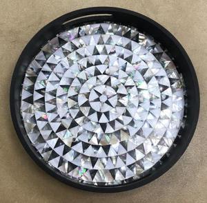 Bandeja de Comida de Madera y Metal de Tamaño Personalizado, Bandeja de Servicio con Incrustaciones de Hueso para el Hogar, Comedor, Oficina, Cocina, Platos y Vajilla - Product Image 5