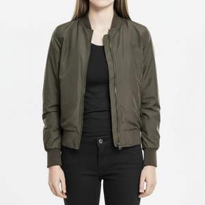 <b>Women</b> Classic Zip-Up Bomber Jacket Sleeve Utility Pocket Casual Flight Aviator <b>Coat</b> Windproof Breathable 100% Polyester Ribbed - Product Image 3