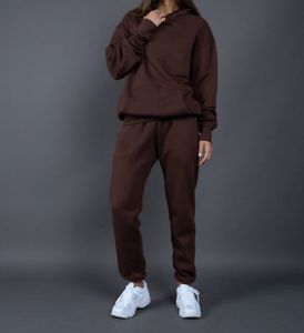 Ensemble de pantalons de survêtement à capuche baggy unisexe nouvelle mode vêtements de sport de couleur pure hiver survêtement de jogging tricoté imprimé Technics femmes - Product Image 4