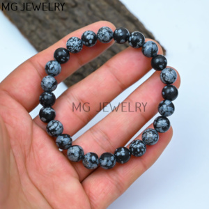 8mm Snowflake Obsidian Beaded <b>Bracelets</b> Wholesale Snowflake Gemstone Round 8mm <b>Beads</b> <b>Bracelets</b> Healing Crystals <b>Beads</b> <b>Bracelets</b> - Product Image 1
