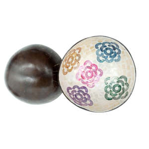 Bol de noix de coco antique fait à la main incrustation de coquille d'oeuf bol de fruits décoratif léger moderne emballé pour l'exportation dans des cartons - Product Image 6