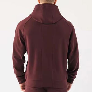Sweat à capuche léger pour homme, manches longues, personnalisé, avec poche, 100% coton molletonné, écologique, faible MOQ, conception OEM, pull-over - Product Image 2